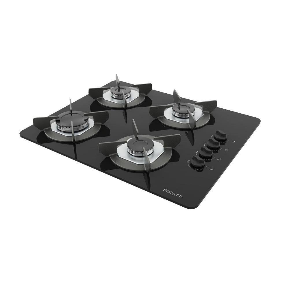 Fogão Cooktop 4 Bocas Mesa Em Vidro Safe Ferro Fundido Fogatti Bivolt - 1