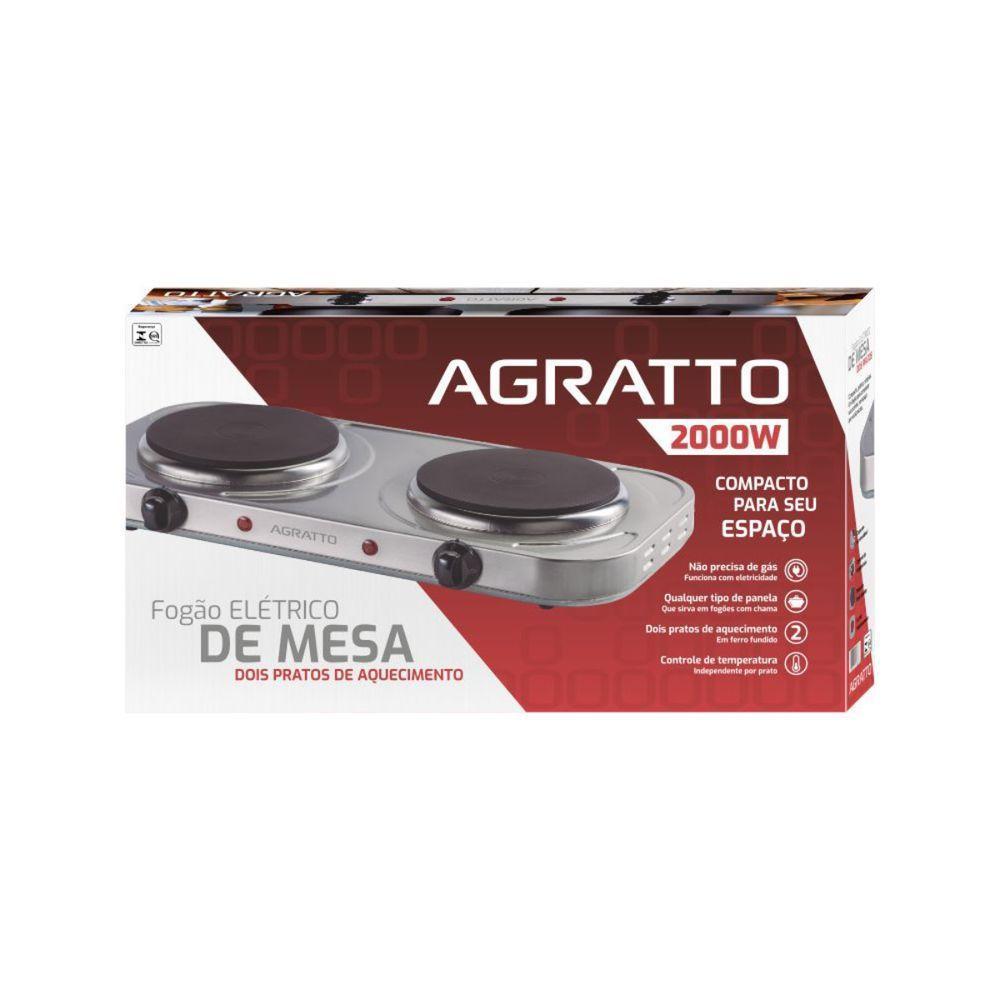 Fogão Elétrico de Mesa Agratto 2 pratos FM02 220V 2000W - 3
