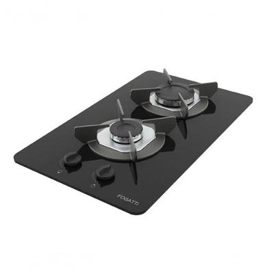 Fogão Cooktop a Gás Fogatti Safe 2 Bocas Vidro Temperado Trempe Ferro Fundido Preto Bivolt