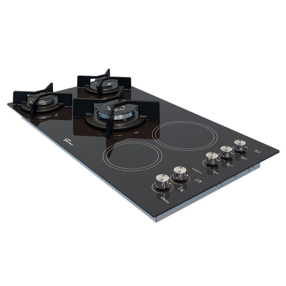 Fogão Cooktop Top 5 Queimadores A Gás E Elétrico Fischer Preto 220v - 1