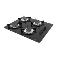 Fogão Cooktop 4 Bocas Mesa Em Vidro Preto Fogatti Inox 27000101-00 Bivolt - 1