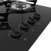 Fogão Cooktop 4 Bocas Mesa Em Vidro Preto Fogatti Inox 27000101-00 Bivolt