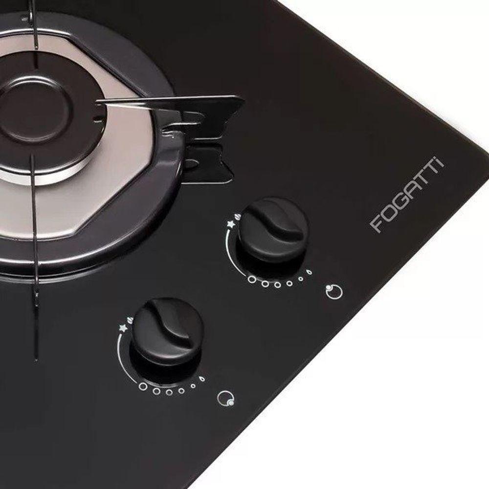 Fogão Cooktop 2 Bocas Mesa Em Vidro Preto Fogatti Inox 27000001-00 Bivolt - 3
