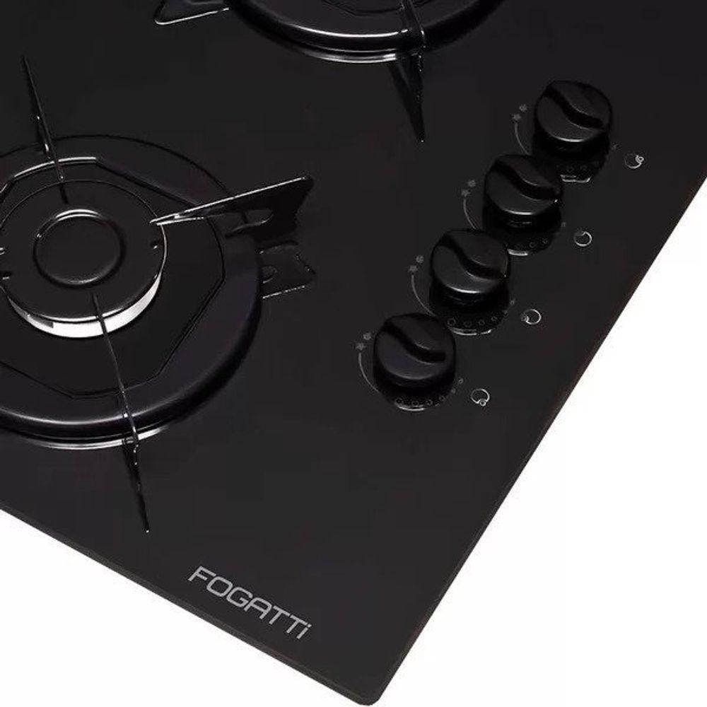 Fogão Cooktop 4 Bocas Mesa Em Vidro Preto Fogatti Esmaltado 27000101-02 Bivolt - 3