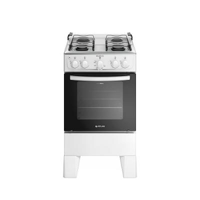 Fogão 4 Bocas Atlas Milão Branco Com Mesa De Inox A Gás Bivolt