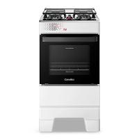 Fogão A Gás Esmaltec Mesa Inox Tampa De Vidro Forno 50L Ideal Top Branco 4 Bocas Bivolt - 1