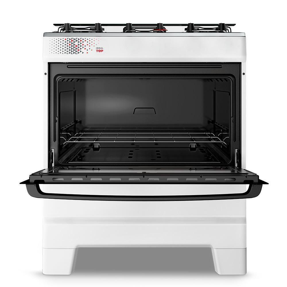 Fogão A Gás Esmaltec Mesa Inox Tampa De Vidro Forno 84L Ideal Top Branco 5 Bocas Bivolt - 5