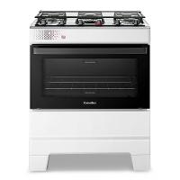 Fogão A Gás Esmaltec Mesa Inox Tampa De Vidro Forno 84L Ideal Top Branco 5 Bocas Bivolt - 1