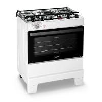 Fogão A Gás Esmaltec Mesa Inox Tampa De Vidro Forno 84L Ideal Top Branco 5 Bocas Bivolt - 2