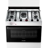 Fogão A Gás Esmaltec Mesa Inox Tampa De Vidro Forno 84L Ideal Top Branco 5 Bocas Bivolt - 7