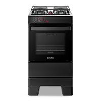 Fogão A Gás Esmaltec Mesa Inox Tampa De Vidro Forno 50L Ideal Top Preto 4 Bocas Bivolt - 1