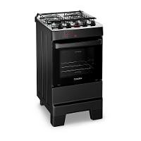 Fogão A Gás Esmaltec Mesa Inox Tampa De Vidro Forno 50L Ideal Top Preto 4 Bocas Bivolt - 2