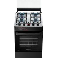 Fogão A Gás Esmaltec Mesa Inox Tampa De Vidro Forno 50L Ideal Top Preto 4 Bocas Bivolt