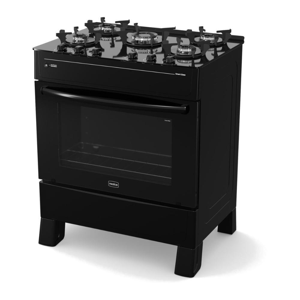Fogão 5 Bocas A Gás Realce Smart Glass CR222 Preto Bivolt - 1
