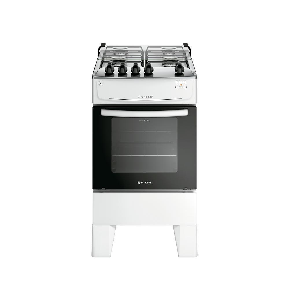 Fogão 4 Bocas Atlas Milão Top Branco Com Mesa De Inox A Gás Bivolt - 1