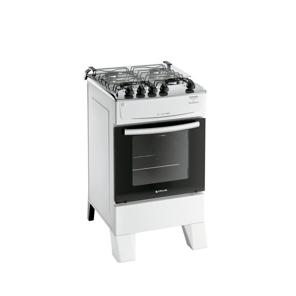Fogão 4 Bocas Atlas Milão Top Branco Com Mesa De Inox A Gás Bivolt - 3