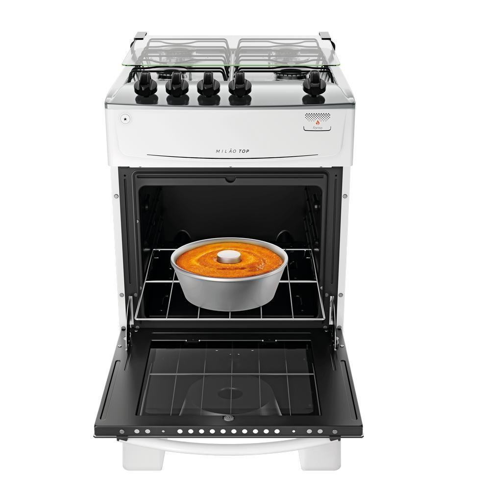 Fogão 4 Bocas Atlas Milão Top Branco Com Mesa De Inox A Gás Bivolt - 12