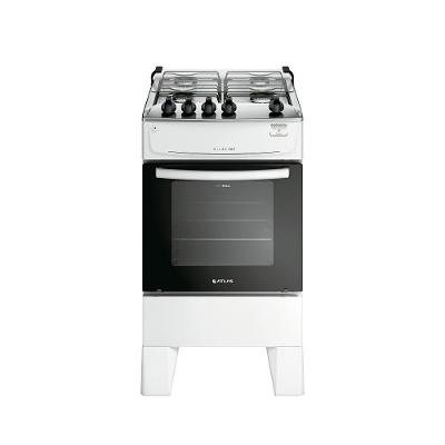 Fogão 4 Bocas Atlas Milão Top Branco Com Mesa De Inox A Gás Bivolt