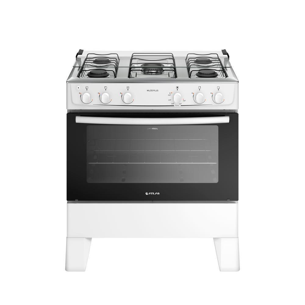 Fogão 5 Bocas Atlas Milão Plus Branco Mesa Inox A Gás Bivolt - 1