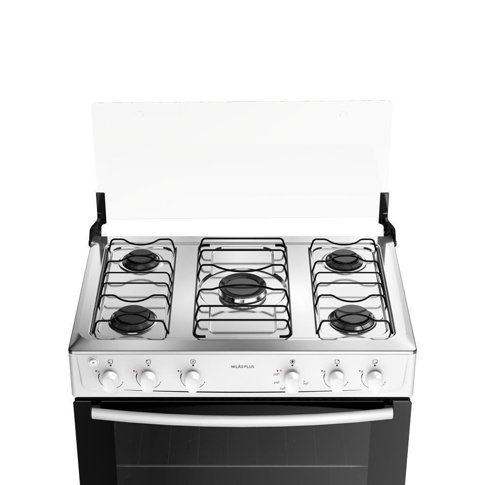 Fogão 5 Bocas Atlas Milão Plus Branco Mesa Inox A Gás Bivolt - 5