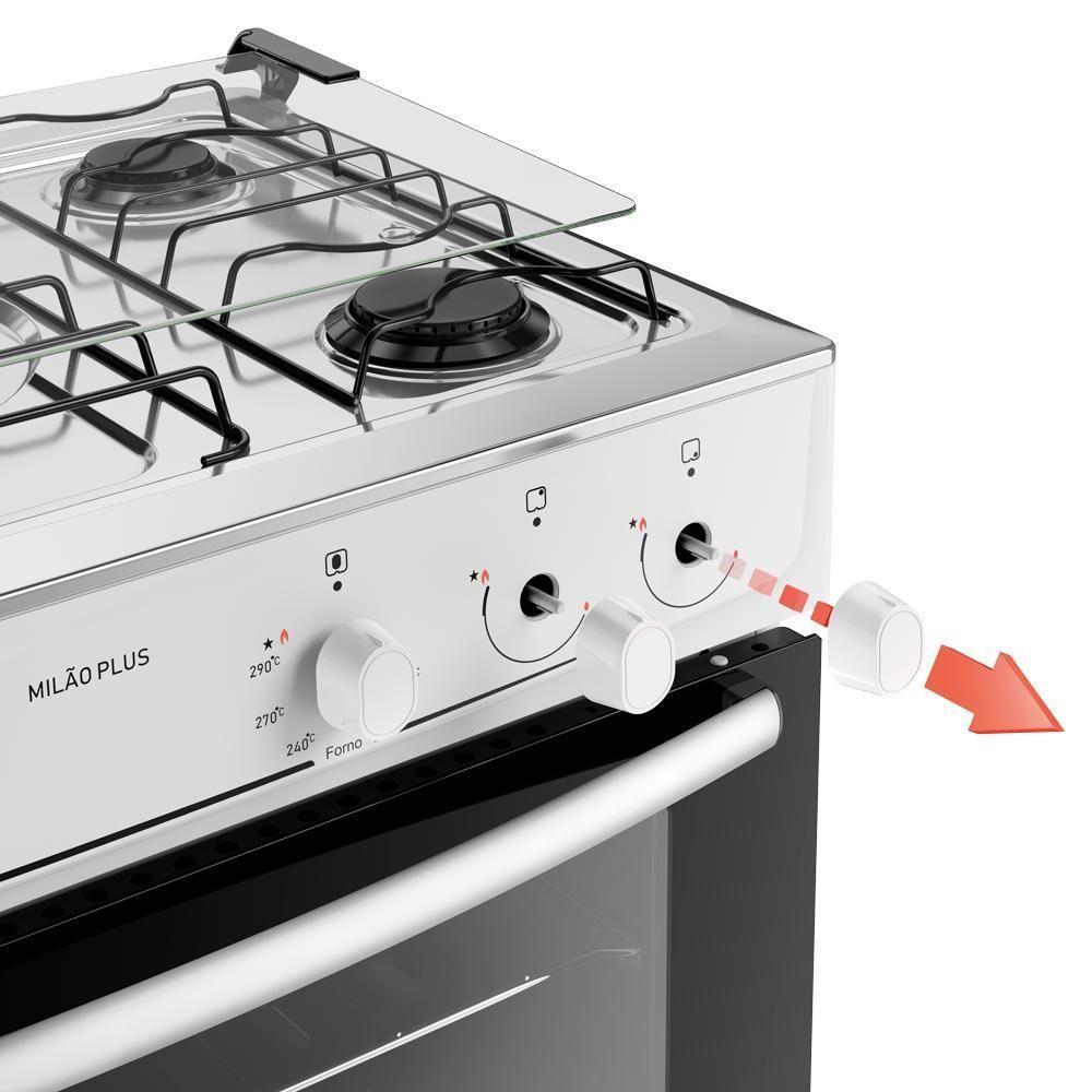 Fogão 5 Bocas Atlas Milão Plus Branco Mesa Inox A Gás Bivolt - 6