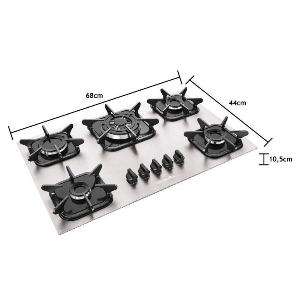 Cooktop 5 Bocas Com Queimador Tripla Chama Branco Mueller Bivolt - 5