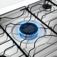 Fogão 5 Bocas Atlas Milão Plus Preto Com Mesa De Inox A Gás Bivolt