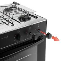 Fogão 5 Bocas Atlas Milão Plus Preto Com Mesa De Inox A Gás Bivolt - 5