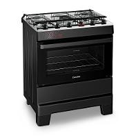 Fogão A Gás Esmaltec Mesa Inox Tampa De Vidro Forno 84L Ideal Top Preto 5 Bocas Bivolt - 2