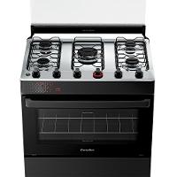 Fogão A Gás Esmaltec Mesa Inox Tampa De Vidro Forno 84L Ideal Top Preto 5 Bocas Bivolt - 5