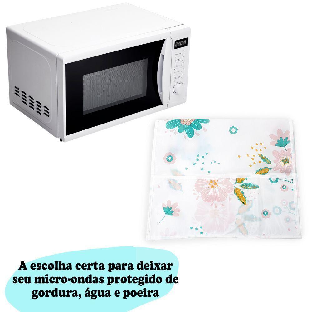Capa Protetora Para Microondas Forno Eletrico Eletrodomesticos 85x35cm Estampa: Flor Rosa - 4