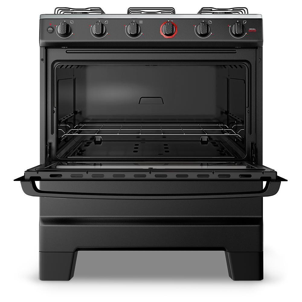 Fogão A Gás Esmaltec Mesa Inox E Forno 84L Limpa Fácil Ideal Super Preto 5 Bocas Bivolt - 5