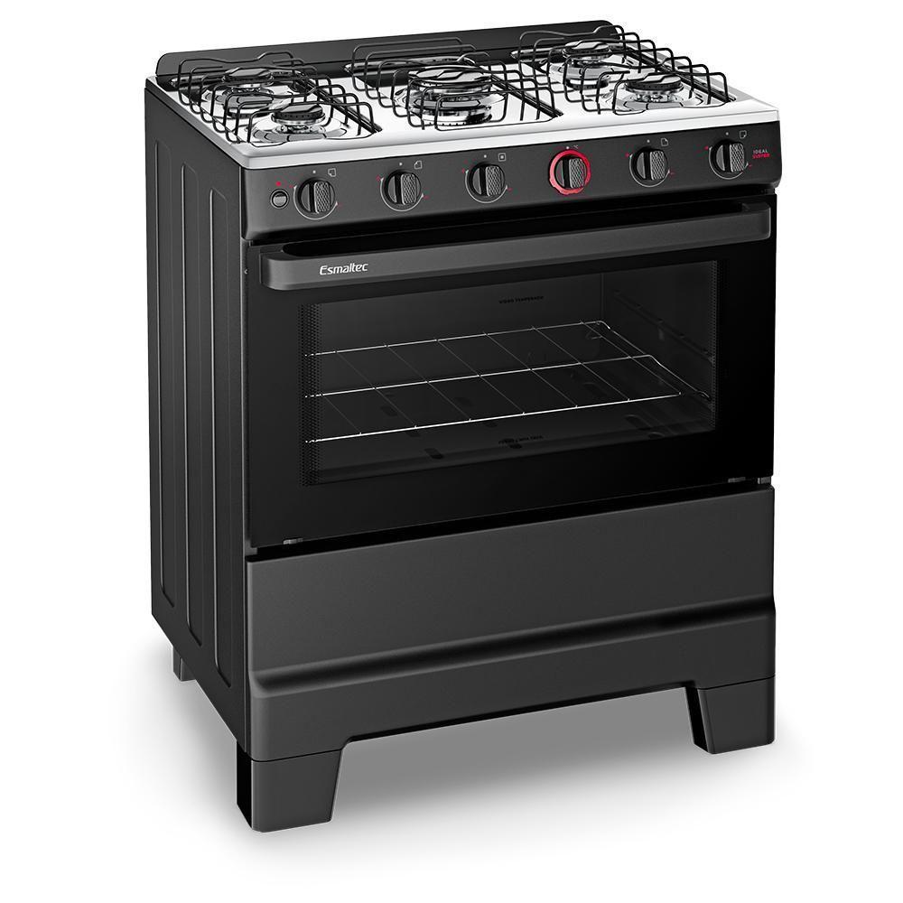 Fogão A Gás Esmaltec Mesa Inox E Forno 84L Limpa Fácil Ideal Super Preto 5 Bocas Bivolt - 7