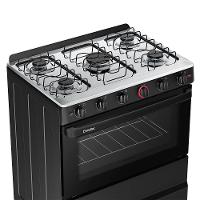 Fogão A Gás Esmaltec Mesa Inox E Forno 84L Limpa Fácil Ideal Super Preto 5 Bocas Bivolt - 3