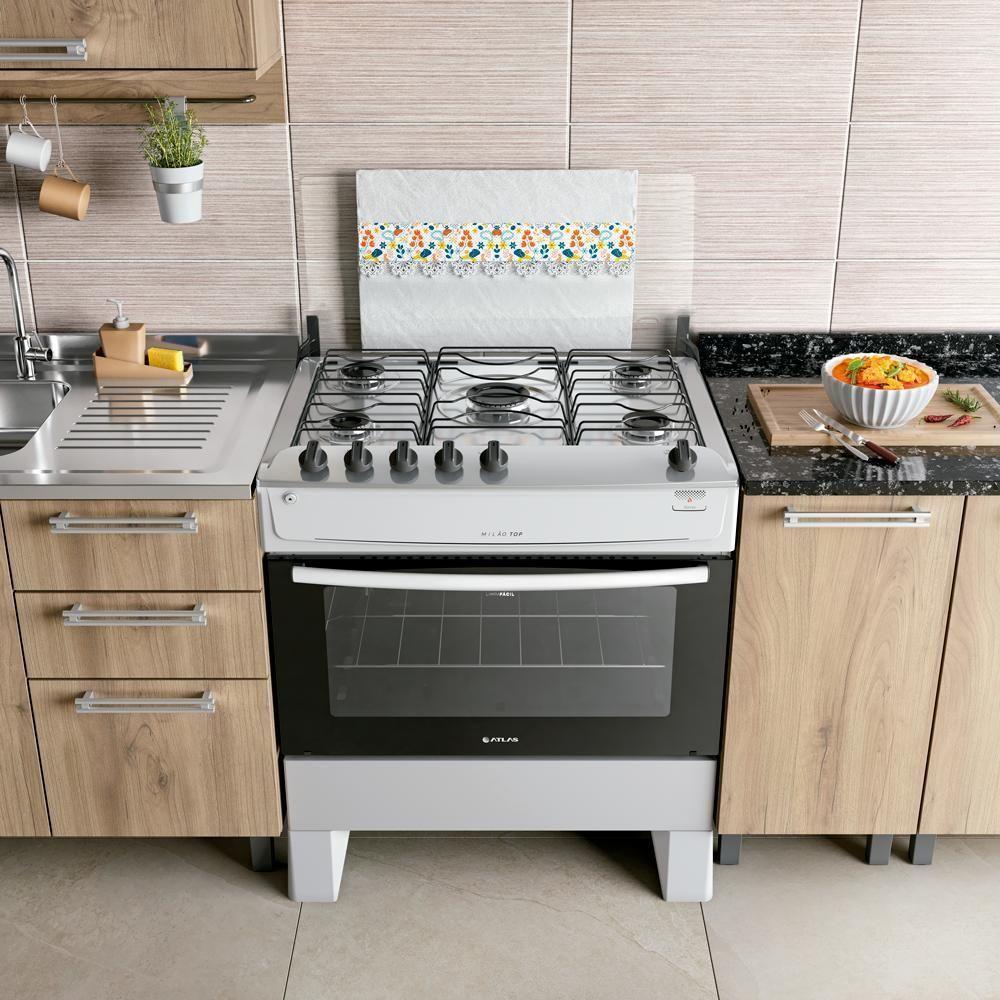 Fogão 5 Bocas Atlas Milão Top A Gás Branco Bivolt Bivolt - 8