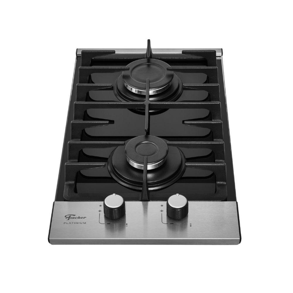 Cooktop A Gás 2 Bocas Platinium Com Trempe De Ferro Fundido Mesa Vidro Fischer Bivolt - 4
