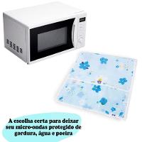 Capa Protetora Para Microondas Forno Eletrico Eletrodomesticos 85x35cm Estampa: Flor Azul - 2