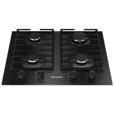 Cooktop a Gás Mueller 4 Bocas Mesa Vidro Temperado Trempe Ferro Fundido Preto Bivolt