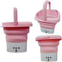 Mini Máquina De Lavar Roupa Portátil Dobrável - Rosa - 2