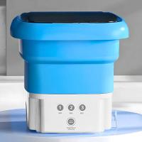 Mini Máquina De Lavar Roupa Portátil Dobrável - Azul - 2