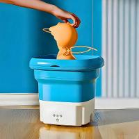 Mini Máquina De Lavar Roupa Portátil Dobrável - Azul - 5