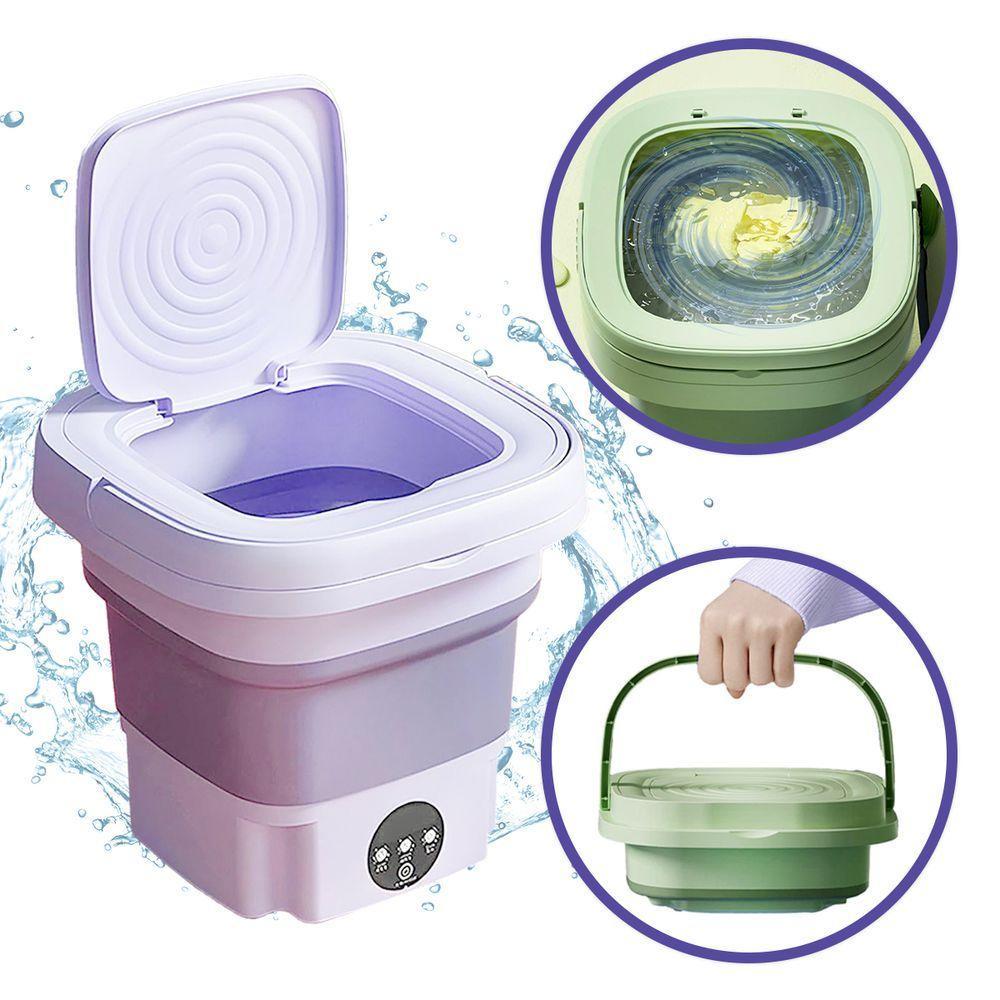 Mini Maquina De Lavar Roupas Dobrável Portátil 6,5 Litros Verde - 2