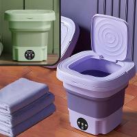 Mini Maquina De Lavar Roupas Dobrável Portátil 6,5 Litros Verde