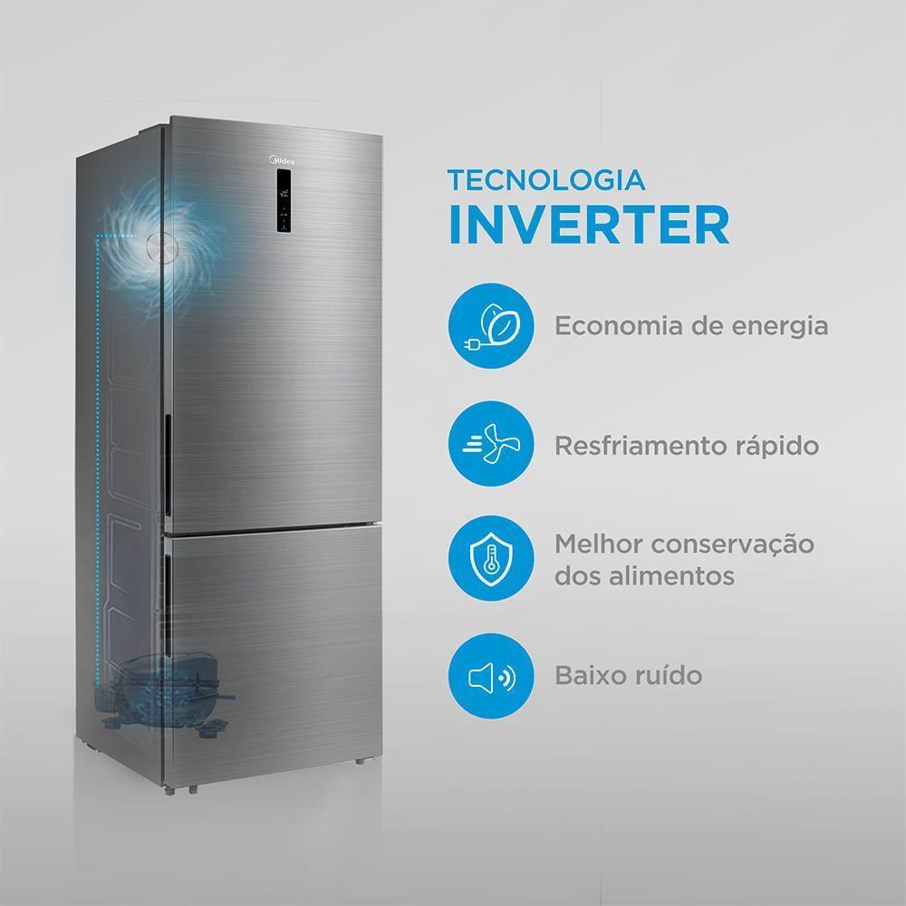 Geladeira Midea Inverse Frost Free Inverter Inox 416L Bivolt MDRB593FGD463 - 7