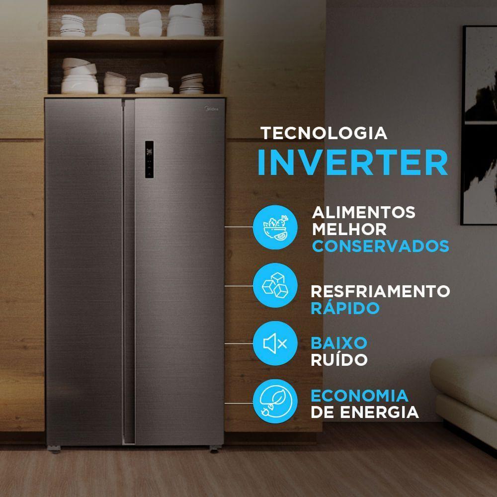 Geladeira Midea Side by Side Inverter Inox Conectada 511L 220V MD-RS710FGD462 - 4
