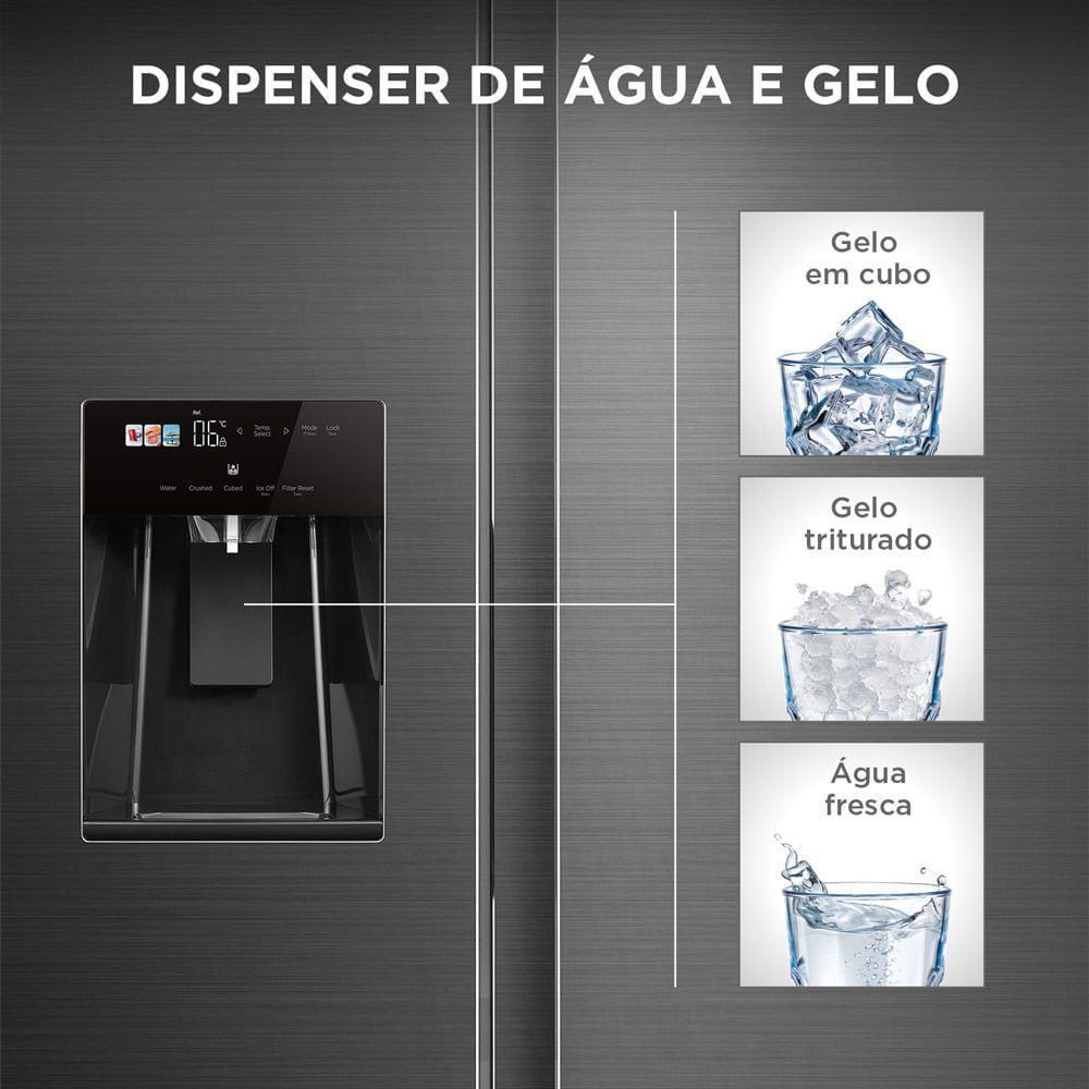 Geladeira Midea Side By Side Dispenser água E Gelo Inverter Inox 570L MDRS761MYD462 220V - 4