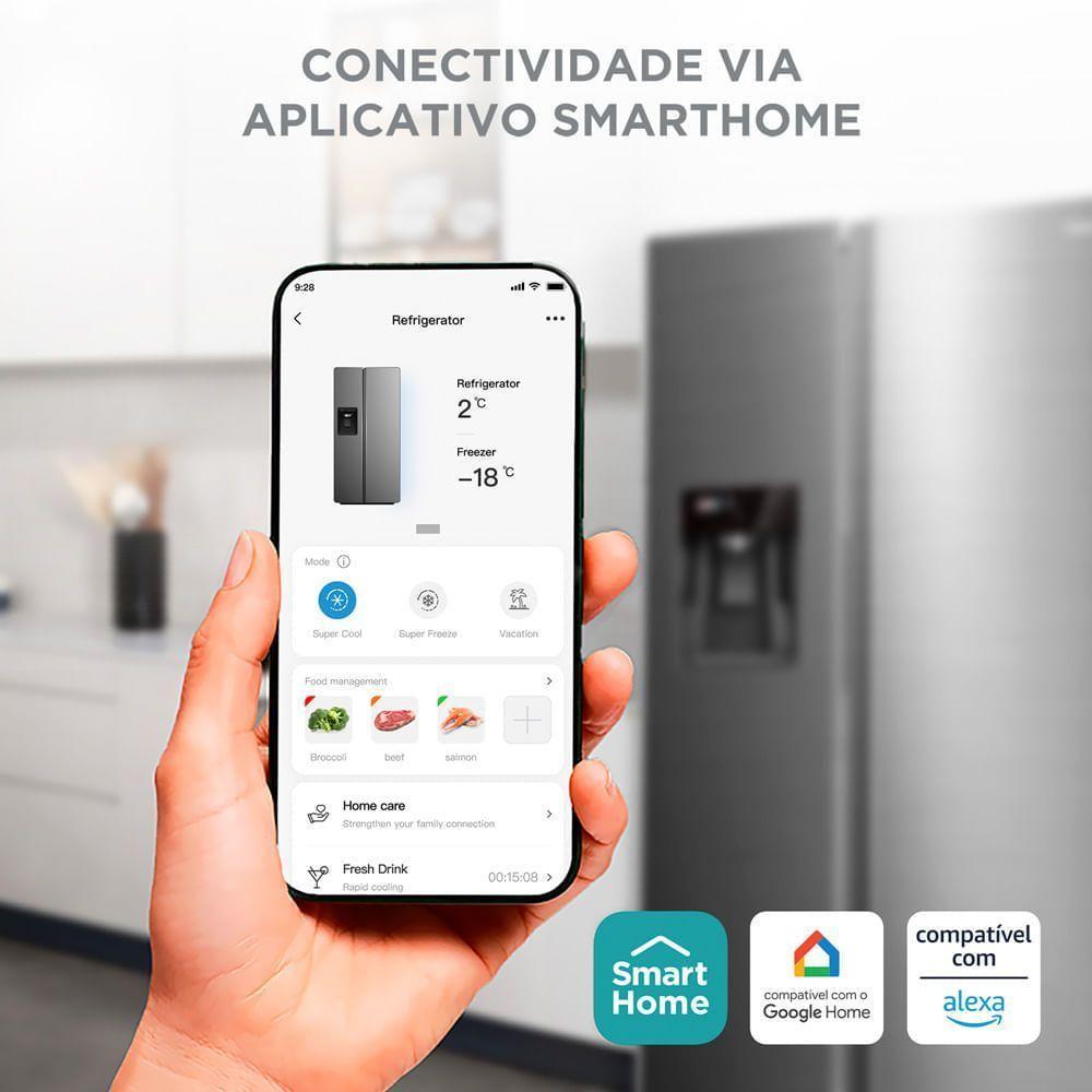 Geladeira Midea Side By Side Dispenser água E Gelo Inverter Inox 570L MDRS761MYD462 220V - 6