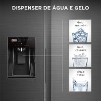 Geladeira Midea Side By Side Dispenser água E Gelo Inverter Inox 570L MDRS761MYD462 220V