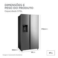 Geladeira Midea Side By Side Dispenser água E Gelo Inverter Inox 570L MDRS761MYD462 220V - 5