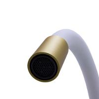 Torneira Cozinha Parede Tubo Flexível Branco E Dourada 1/4 De Volta Metal Luxo - 3